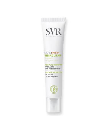 SVR SEBIACLEAR Factor 50+ Sun Cream - Mattifying Anti-Blemish Face Sunscreen for Acne-Prone Oily + Combination Skin with 4% Niacinamide 40ml