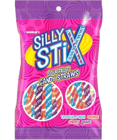 Silly Stix Sour Filled Candy Straws Bundle. Includes (2) Package of Silly Stix Sour Filled Candy Straws (78g per) with Water Cooler Trivia Game by BIG MAPLE . Tasty Snack for Everyone. Variety of Flavours: Tropical Punch Orange Cherry Grape. Retro Snack - Buy Online on GoSupps.com
