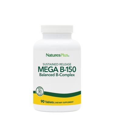 NaturesPlus Mega B-150 (90 Tablets Pack of 2) - Balanced B-Complex - Sustained Release Formula - Vegetarian Gluten Free - 180 Total Servings