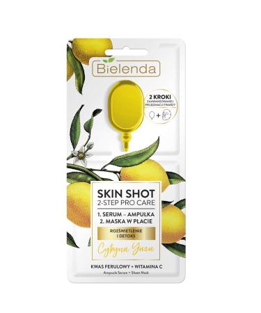 BIELENDA SKIN SHOT 2-step Pro Care mask in sheet + ampoule - ferulic acid and vitamin C + yuzu - brightening and detox