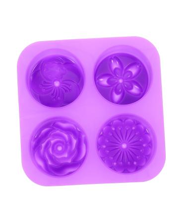 MAGICLULU 1pc Handmade Soap Mold Flower Fondant Cake Molds DIY Muffin Tool Silicone Biscuits Rose Candy Cookie Cake Flower Casting Molds Resin Mold Silica Gel Flower Model Purple Round 3X16.6X16.6CM