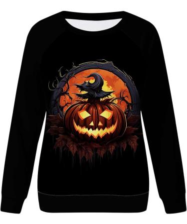 Halloween Costumes Printed Fashionable Casual Long Sleeved Zipper Round Neck Hoodies Sweater Tops Zip Us Black Large - Buy Online on GoSupps.com
