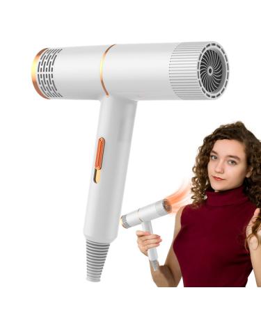 Hair Blow Dryer Infinitely Variable Speed Blow Dryer - Fast Drying Light and Quiet Hair Care Without Damage for Travel Salon Styling Women Girls Muflydo US White