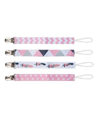 4 Pieces Baby Pacifier Clip Chain | Printed Cotton Holder for Toddlers | Secure & Stylish Pacifier Strap - Buy Online on GoSupps.com