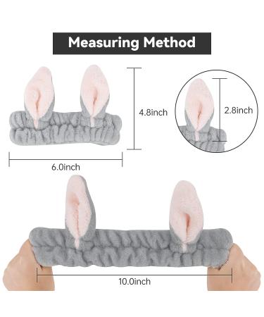 YISSION 2PCS Bunny Ears Spa Headband for Face Wash and Makeup - No Slip Elastic Hair Band for Skincare - White Gray - Buy Online on GoSupps.com