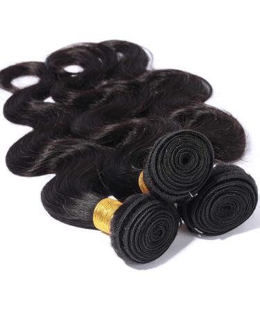 Buy Brazilian Human Hair 3 Bundles Body Wave Weave - 100% Unprocessed Virgin Extensions (12 14 16) - Natural Black Hair for Stunning Styles - Buy Online on GoSupps.com