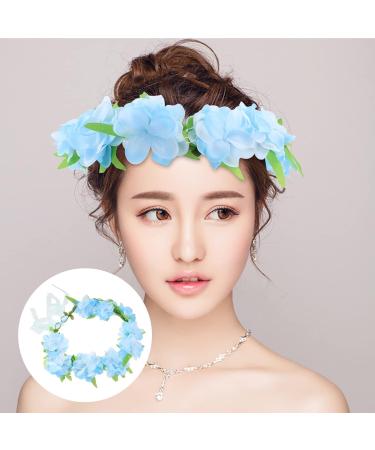 Healeved 1pc Simulated Flower Headband Elegant Lifelike Wreath Garland Headband Headwear Blue - Buy Online on GoSupps.com