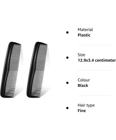 2-Piece Black Plastic Hair Combs Set - Fine and Standard Tooth Hair Cutting Comb for Women and Men - Hairdressing Styling Combs for Salon and Home Use - Buy Online on GoSupps.com