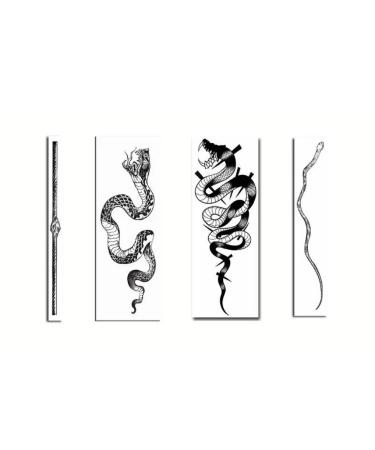 4 Sheet Yeahgoshopping Black Snake Temporary Tattoos For Men Women Neck Arm Body Art Waterproof Fake Tattoo Stickers Flash Decals