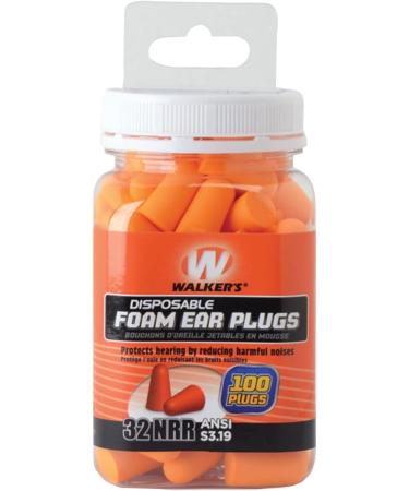 Walker's Foam Ear Plug Jar - 100 Count, Orange | Noise Reduction, Comfortable Fit - Buy Online on GoSupps.com