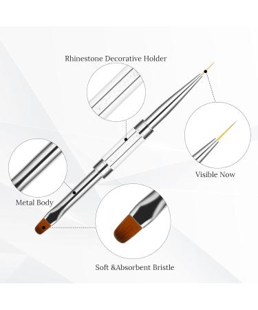 Thinp 2 Pcs Double Ended Nail Art Brushes - Builder Gel Liner & French Tip Brushes with Rhinestone Handle for Perfect Nail Design - Buy Online on GoSupps.com