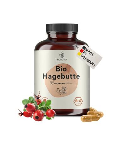 BIONUTRA Bio Rosehip capsules high dose 5200 mgday residue controlled German production vegan lactose & gluten free without additives 270 pieces x 650 mg