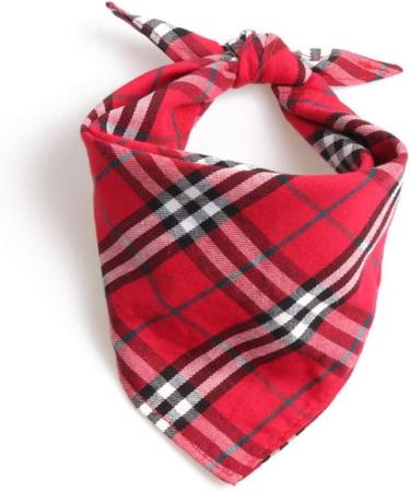 Shop UANOU Red Plaid Dog Bandanas - Triangle Bibs Cotton Scarf for Small & Medium Pets | International Shipping Available - Buy Online on GoSupps.com