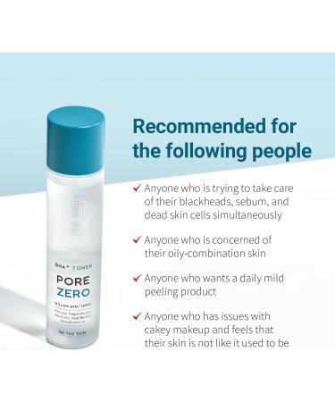 Be the Skin BHA+ Pore Zero Toner 5.07 fl oz / 150 ml | Pore Care & Acne Treatment Toner for Oily Skin | Moisturizing Formula | Ideal for Acne-Prone Skin - Buy Online on GoSupps.com