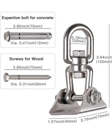 WAREMAID Heavy Duty 360 Swivel Swing Hanger - Stainless Steel - 1000 lb Capacity - Ceiling or Porch Swing Mount Kit - 1 Pack - Buy Online on GoSupps.com
