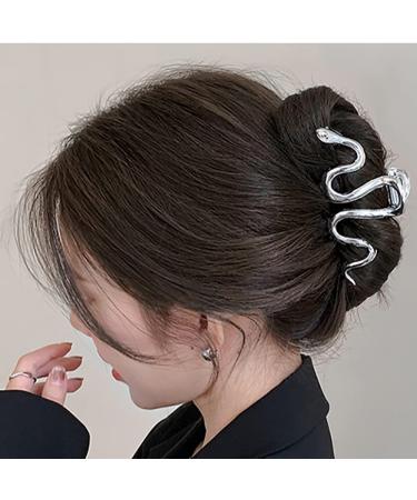 Silver Snake Hair Clips - Large Metal Hair Claw Accessories for Women & Girls (2Pcs) - Buy Online on GoSupps.com