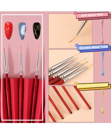 Nail Art Liner Brushes Set - 3Pcs for Thin Long Fine Lines - UV Gel Polish Painting Design - Dotting Drawing Pen - Nail Brushes for Art (7/9/12mm) - Buy Online on GoSupps.com