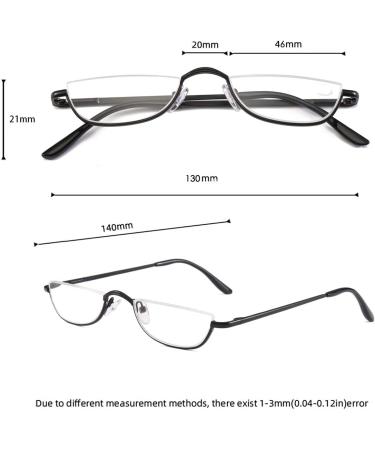 Half Frame Metal Moon Reading Glasses 4 Pack - 1.50 Strength - Black Half Frame Readers for Men and Women - Buy Online on GoSupps.com