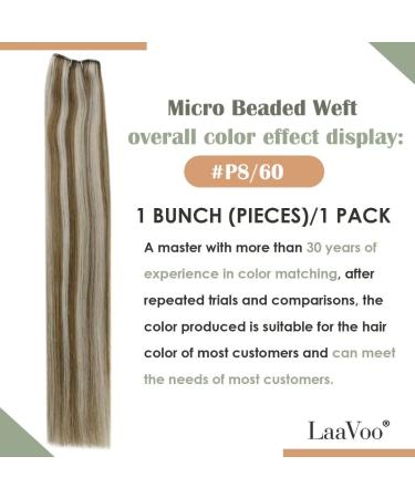 LAAVOO 50g Micro Tressen Real Hair Extensions - Brown Highlights & Blonde Micro Weft - 12 Eze Weft Remy Human Hair #P8/60 - Buy Online on GoSupps.com