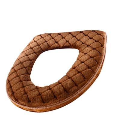 Eioflia Toilet Seat Cover Pad Soft Toilet Seat Cushion Warmer Washable Toilet Seat Cover Pads with Zipper Brown