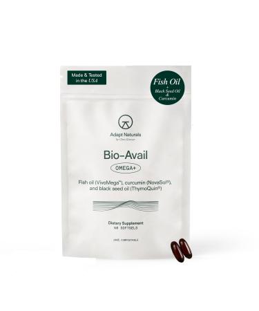 Adapt Naturals Omega 3 Fish Oil Supplement with Bioavailable Curcumin & Black Seed 1500mg Fish Oil EPA DHA Omega 3 Fatty Acids to Support Joints Muscles & Heart | Unflavored - 30 Days Supply 30 Count (Pack of 1)