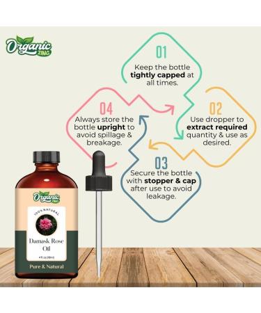 Damask Rose Oil - Pure Natural Essential Oil for Skincare Hair Care & Aromatherapy - 118ml - Buy Online on GoSupps.com