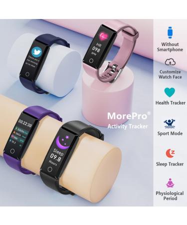MorePro Slim Fitness Tracker with Blood Pressure & Heart Rate Monitor - 20 Sports Modes & Sleep Tracker - IP68 Waterproof - for Women & Kids - Black - Buy Online on GoSupps.com