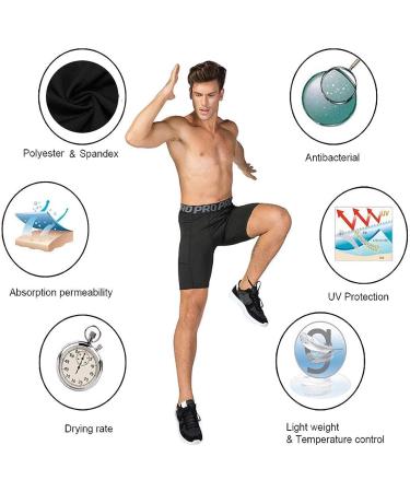 Mens Compression Running Shorts 3 Pack with Phone Pocket - Black - Large - Athletic Gym Yoga Cool Dry Workout Underwear - Set of 3 - Buy Online on GoSupps.com