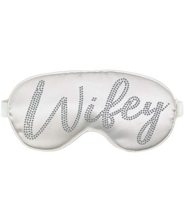 Bride Gift Sleep Mask - Crystal Wifey White Sleep Mask - Bachelorette Party Supplies Blackout Eye Mask - White(RS Wfy) Wifey - Rhinestone (White)
