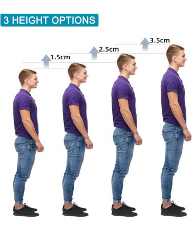 Bacophy Height Increase Insoles - Invisible Shoe Lifts for Men & Women Shock Absorption Arch Inserts 2.5cm Heel Cushion Pads (Grey - Buy Online on GoSupps.com