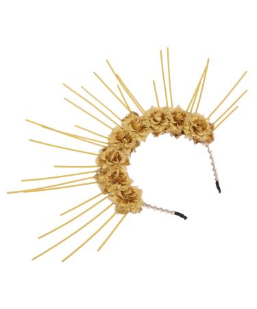 Lurrose star crown crown headband goddess headdress floral offset crown headdress for cosplay party golden Greek goddess accessories