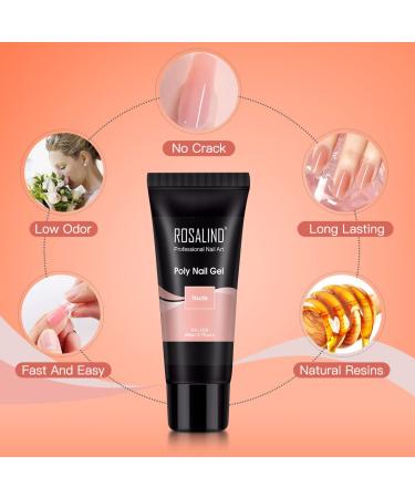 Buy Rosalind Nude Poly Nail Extension Gel 80ml - Quick Building Acrylic Nail Gel for Beginners & Professionals | Perfect for DIY Nail Art - Buy Online on GoSupps.com