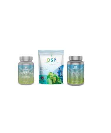 Mannatech Ambrotose 120cap Bottle and Optimal Support Packets OSP 60 Packets and Plus 90cap 3 Pack Combo