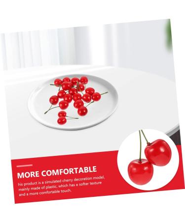 ABOOFAN 40 Pcs Artificial Cherry Fake Cherry Decor Play Kitchen Fruit Toy Imitation Fruit Ornaments Simulated Fruit Photo Props Toys Fruit Model Plastic Child Red Cherry Cupboard - Buy Online on GoSupps.com