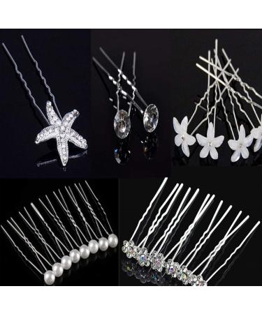 50pcs Wedding Hair Accessories Set - 30 Hair Spirals & 20 Pearl Rhinestone Hairpins for Brides Girls & Parties - Buy Online on GoSupps.com