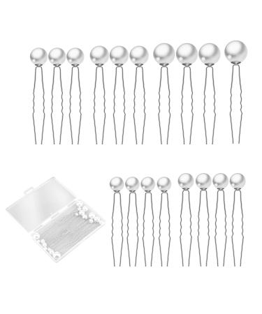 SAVITA 18 Pcs 6 Sizes Pearl Hair Pins Bridal Hair Pieces Pearl Bobby Pins for Wedding, Bride, Bridesmaid, Girls, Women(Silver)
