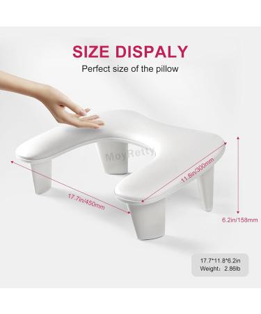 MoyRetty Arm Rest for Nail Techs - Luxurious U-Shaped Manicure Hand Stand | Premium White Leather | Ultimate Comfort & Easy Assembly - Buy Online on GoSupps.com