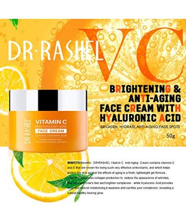 Vitamin C Face Cream with Hyaluronic Acid & Collagen - Anti-Aging Moisturizer 1.76 oz + Strawberry Lip Mask - Buy Online on GoSupps.com