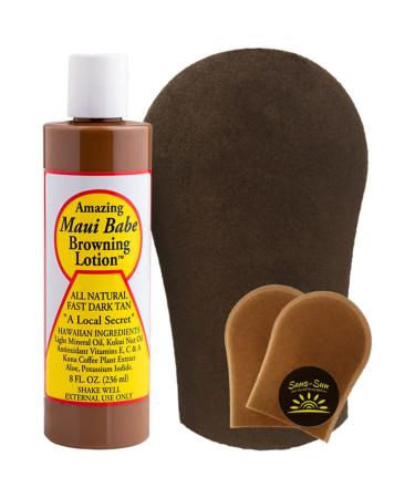 Hawaiian Dark Tanning Kit: Maui Babe Browning Lotion 8oz with Tanning Mitts - Sun Tan Lotion for Outdoor Tanning - 8 Fl Oz - Buy Online on GoSupps.com