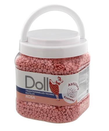 Kosmetex Techno Wax Beads Doll Pink Tin with Lid for Professional Waxing without Fleece Strips 1000g