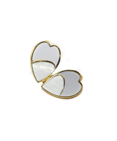 Ladies Compact Mirror - Small Elegant 2 Sided Pocket Mirrors for Your Purse - 3X/1X Magnification Vintage Handheld Makeup Mirror - Perfect for Travel - Tri-Shape Heart Gold - Order Now! - Buy Online on GoSupps.com