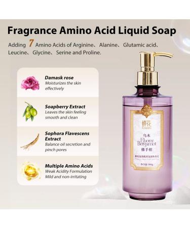 Bee & Flower Moisture Body Wash - Luxurious Amino Acid Liquid Soap for Hair Face & Body Nourishing Ebony Bergamot - 16.8 Fl Oz - Buy Online on GoSupps.com