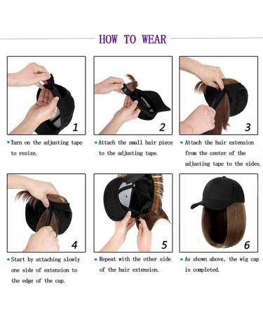 Sego Bob Hair Extension with Baseball Cap Wig - Synthetic Women's Hair Extensions #85P613 - Affordable 15 cm Smooth Style - Buy Online on GoSupps.com