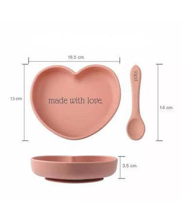 Baby & Toddler Heart Shaped Silicone Feeding Set | 5-Piece Tableware Set with Bib, Plate/Bowl, Fork & Spoon, Sippy Cup Lid - Sage - Buy Online on GoSupps.com