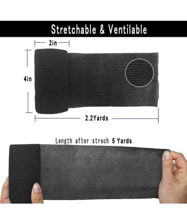 MINGYUE Self Adhesive Bandage Wrap - 6 Pack of 4"x5 Yards Athletic Tape for Sports Wrist & Ankle - Cohesive Vet Tape (Black - Buy Online on GoSupps.com