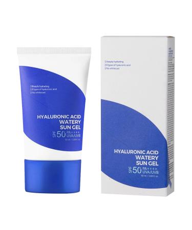Hyaluronic Acid Natural Sun Cream Hyaluronic Acid Watery Sun Gel Sunscreen SPF 50 Deeply Hydrating Suncream Moisturizing Suncream for Sensitive Skin 50ml