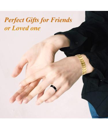 Vicmag Men Magnetic Bracelet - Titanium Steel Double Row 3500 Gauss Wristband with Adjustment Tool and Gift Box - Gold 4 Elements - Buy Online on GoSupps.com