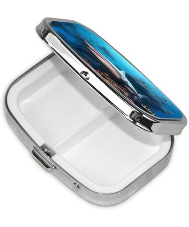 Submarine Shark Coral Pill Case | Cute 2 Compartment Travel Pill Box Organizer for Purse & Pocket Gifts - Buy Online on GoSupps.com