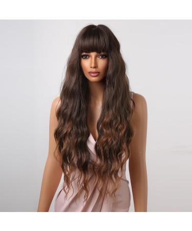 Testar 28 Inch Brown Wigs - Long Curly Synthetic Heat-Resistant Wig for Women | Dark Brown & Light Brown Mixed Ponytail | Perfect for Daily Wear & Cosplay - Buy Online on GoSupps.com