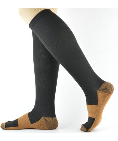 3 Pairs Copper Compression Stockings for Men & Women - 15 20 mmHg for Improved Blood Circulation Ideal for Running Hiking & Cycling - L-XL - Buy Online on GoSupps.com